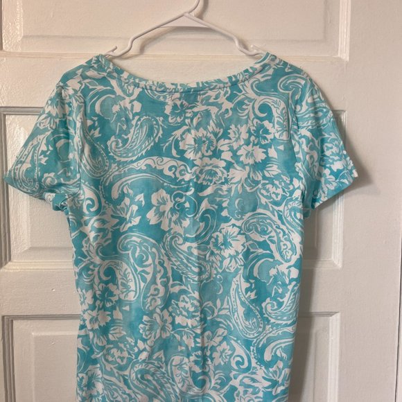 Chaps Light Blue Flower Top - Picture 2 of 3